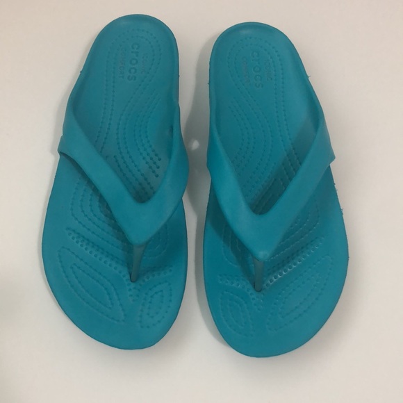 Crocs, Teal Flip flop Sandals Size 8W